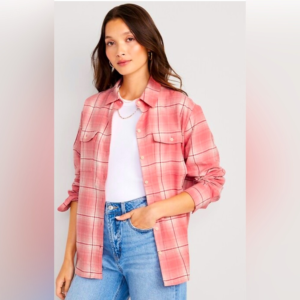 ⭐️3 for $15-Old Navy Pink Plaid Flannel Shirt